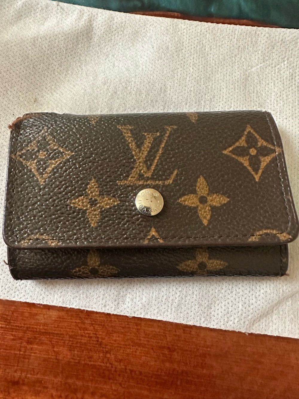Louis Vuitton Monogram Canvas Key Pouch in Brown and Gold